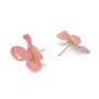 Each earring is made with a gold plated post, and small pearls are set at the centre of each flower.